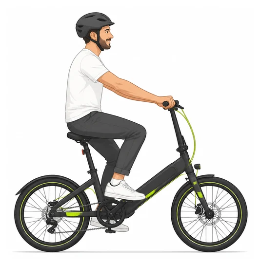 Ilustração de homem em bicicleta elétrica
